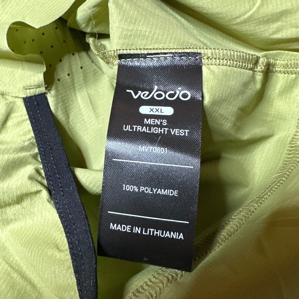 VELOCIO Men's Ultralight Vest Light Olive Size XXL NWT Lightweight Cycling Bike - Picture 5 of 6